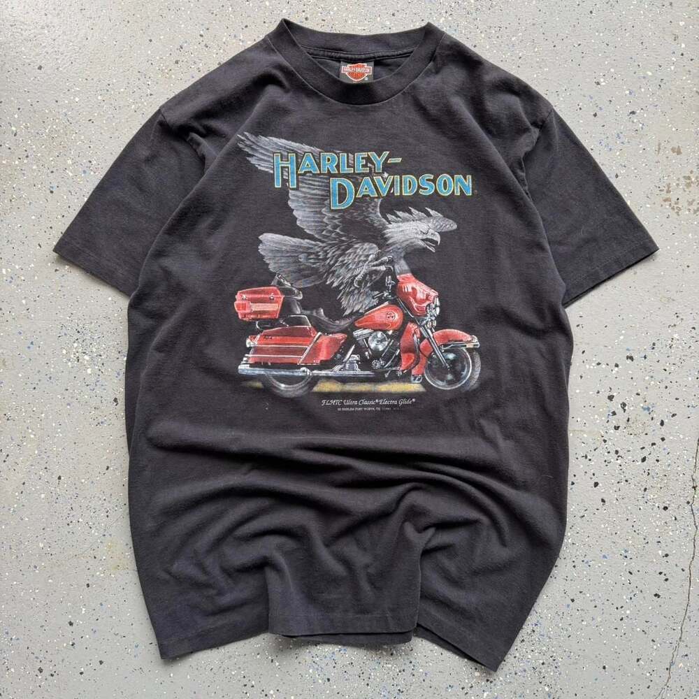 Vintage 1991 Harley-Davidson 3D Emblem Eagle T-Shirt, XL - Electra Glide